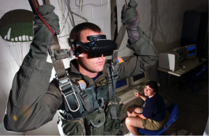 Virtual reality parachuting simulation